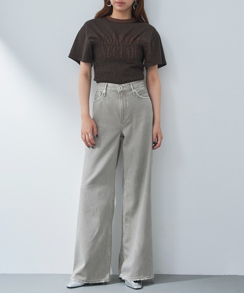 ☆美品☆【upper hights（アッパーハイツ）】THE LAURENグレー upperhights（アッパーハイツ） ワイドパンツ ジーンズ デニム デニム