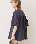 tシャツ 半袖 バックフリルラウンドカットプル...の詳細画像1