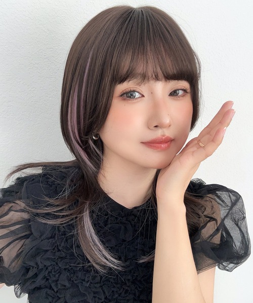 ウィッグ エクステ 「 ミアハッシュカット 」 自然 ミディアム ウルフ