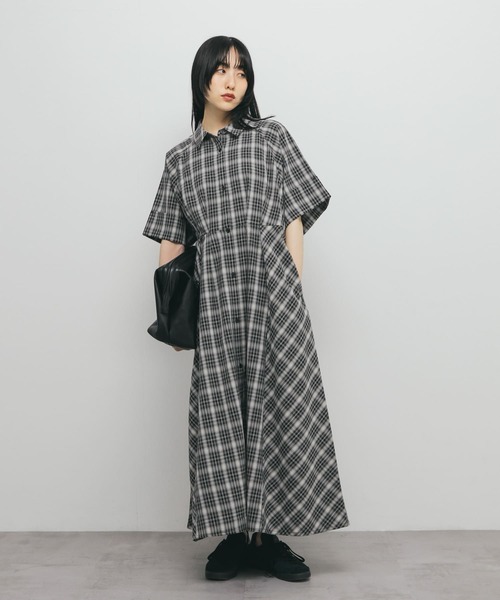 KBF（ケービーエフ） ワンピース チェックWIDEフレアワンピース