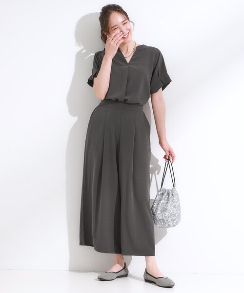 DRESKIP パンツ 「S-LL/セットアップ可/ひんやり」上品に揺れる