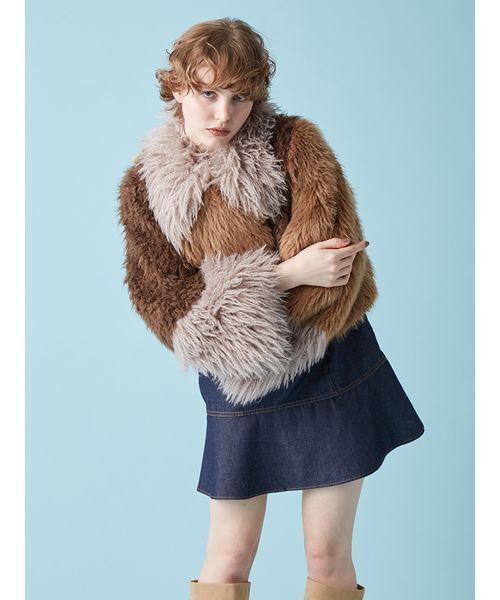 美品！エコファー　ライダース　ファーコート FURFUR（ファーファー） レザージャケット ライダース エコファー