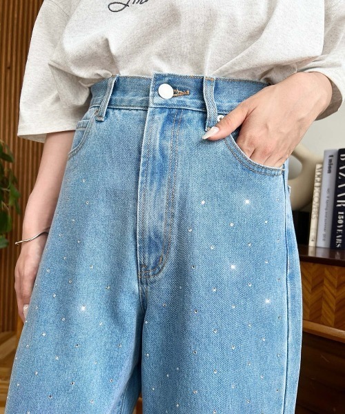 「moment+」 デニムパンツ S ブルー系その他 レディース