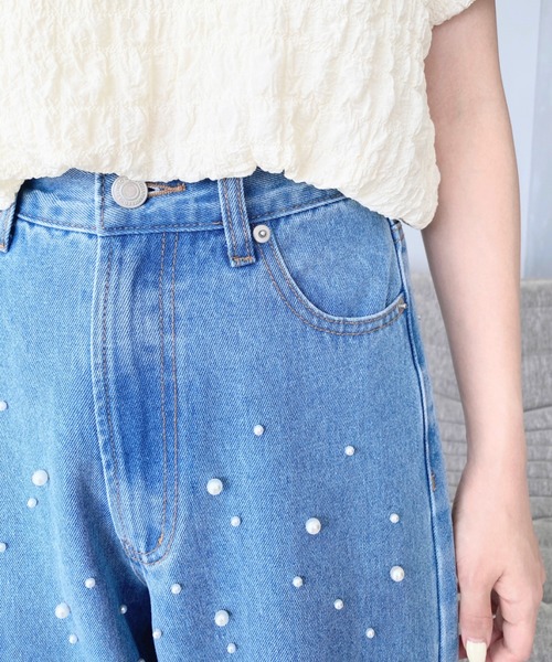 「moment+」 デニムパンツ S ブルー系その他 レディース