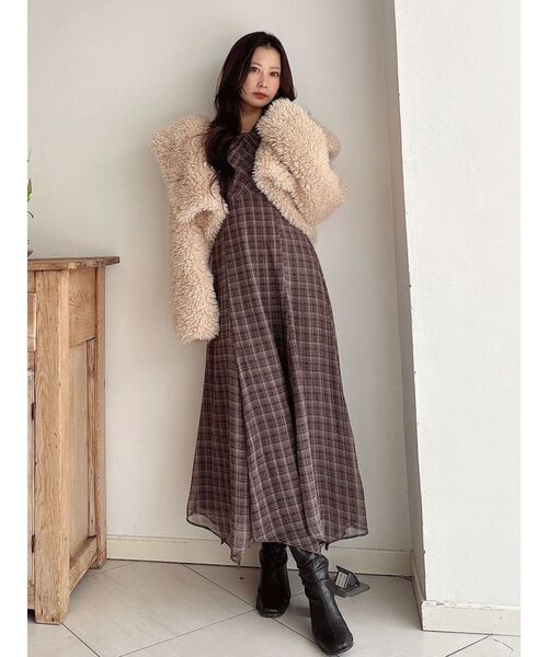 新品タグ付 MERCURYDUO 花柄ロングワンピース ブラウン MERCURYDUO（マーキュリーデュオ） ワンピース ツイストネックロング