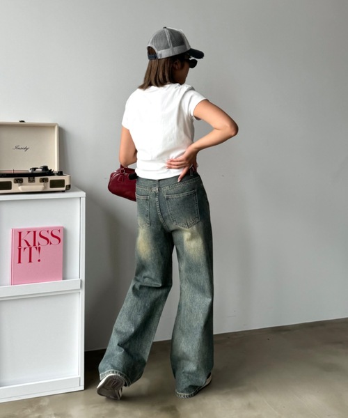 「SHAGGIE」 半袖Tシャツ FREE チャコールグレー レディース_画像5