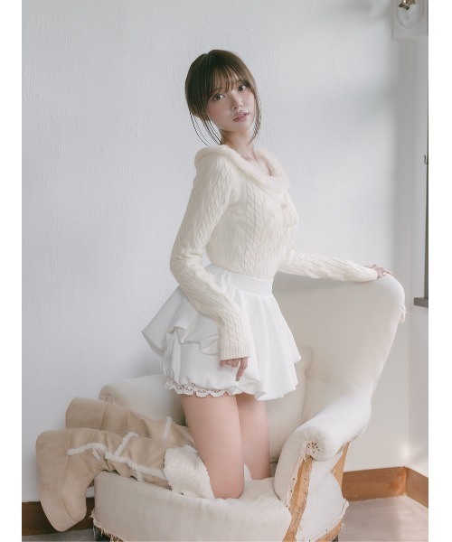 ダーリッチ　ネックファーケーブルニットトップス ネックファーケーブルニットトップス – Darich (ダーリッチ)