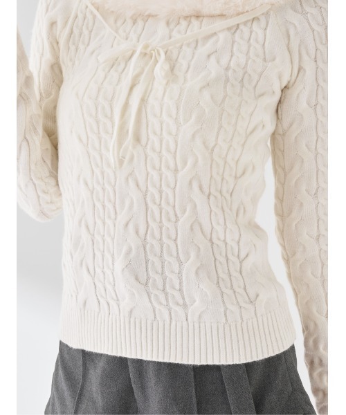 ダーリッチ　ネックファーケーブルニットトップス ネックファーケーブルニットトップス – Darich (ダーリッチ)