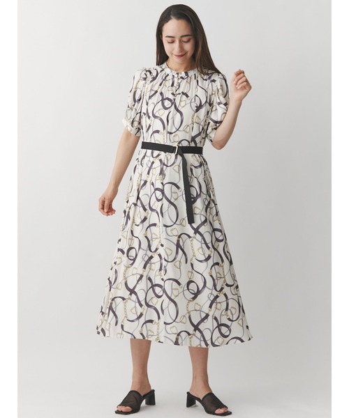 「TONAL」 半袖ワンピース 38 ネイビー レディース_画像3