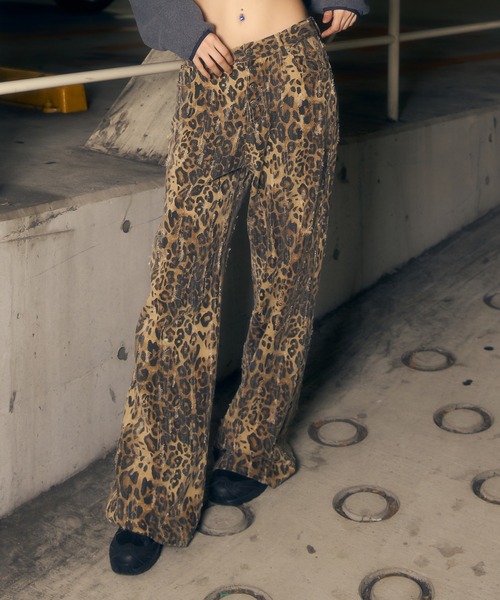 aclent アニマルパターンJ/Wワイドストレートパンツ ACLENT（アクレント） パンツ アニマルパターンJ/Wワイドストレート