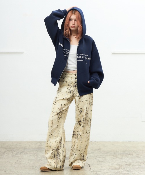 ACLENT（アクレント） パンツ アニマルパターンJ/Wワイドストレート