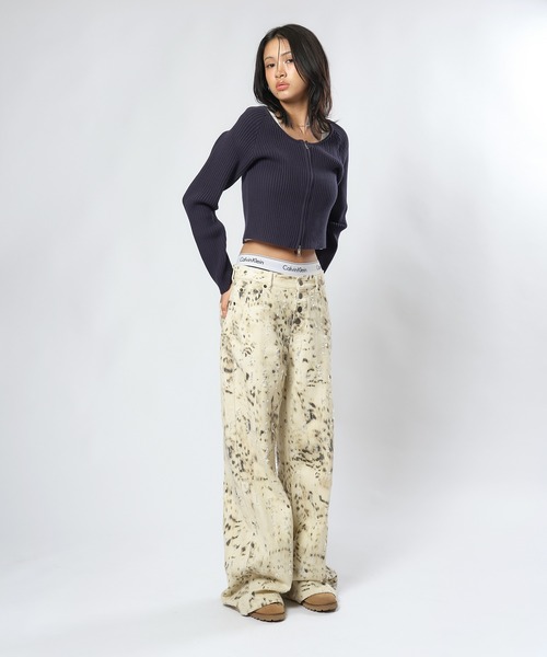 ACLENT（アクレント） パンツ アニマルパターンJ/Wワイドストレート