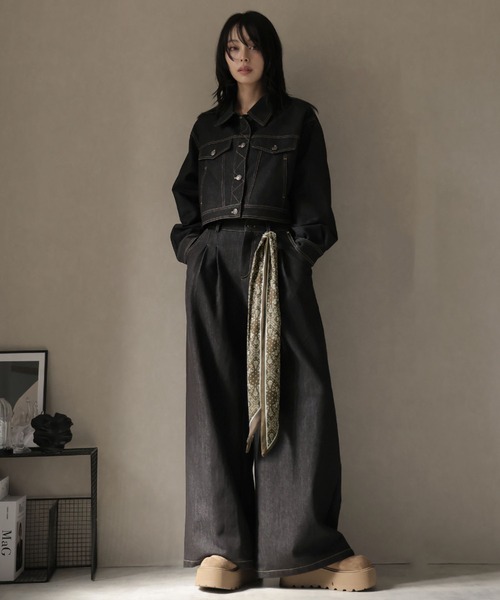 ULYSSES セットアップ スカーフ付きデニムセットアップ ジャケット