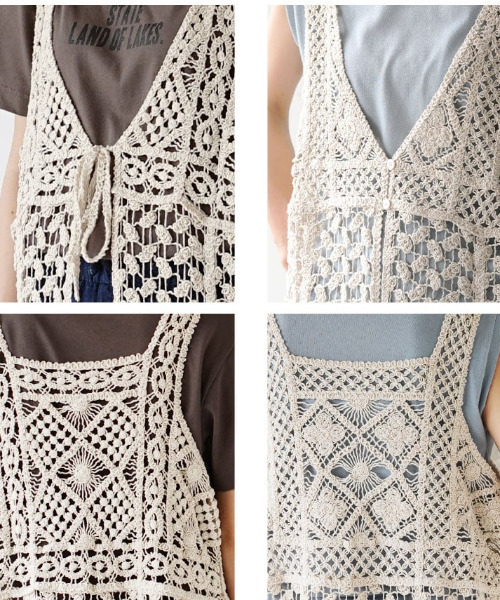 「e-zakkamania stores」 ノースリーブワンピース M アイボリー レディース_画像7