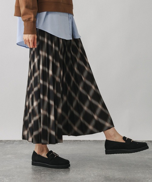 conte スカート 「conte」アセテート ギャザー フレアスカート