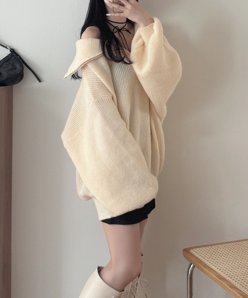 「nemne store」 長袖ニット フリー ピンク レディース_画像2