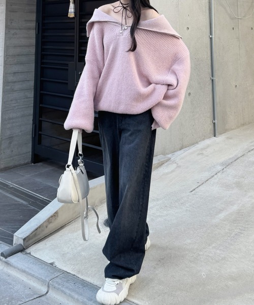 「nemne store」 長袖ニット フリー ピンク レディース_画像3