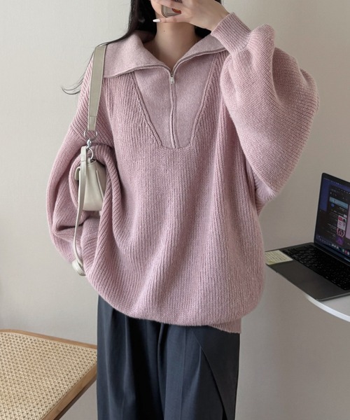 「nemne store」 長袖ニット フリー ピンク レディース_画像7