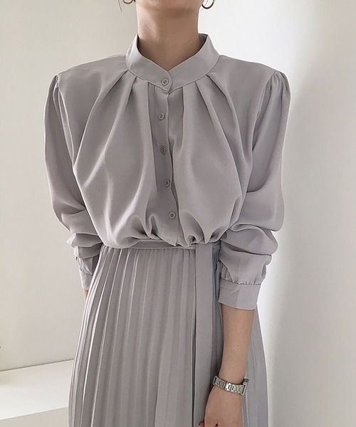 「MAISON BREEZE」 長袖ワンピース FREE グレー レディース_画像3