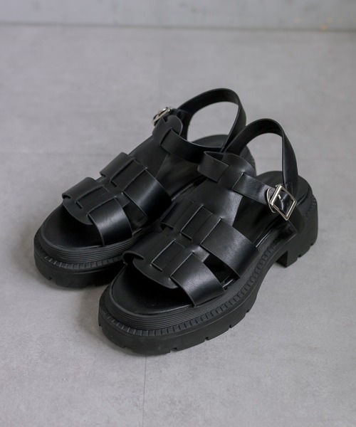 「PUAL CE CIN」 「FABBY FABBY」フラットサンダル LARGE ブラック レディース_画像2