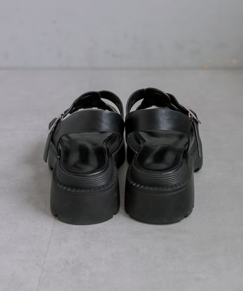 「PUAL CE CIN」 「FABBY FABBY」フラットサンダル LARGE ブラック レディース_画像5