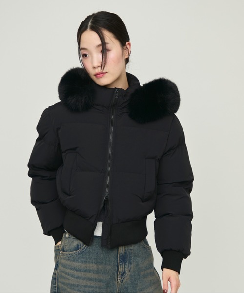 NUJOH ダウンコート ダウンジャケット Faux Fur Hooded Down Jacket