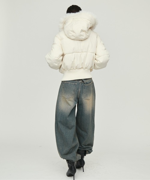 ジャケット・アウター fur hooded sheepskin down jacket NUJOH ダウンコート ダウンジャケット Faux Fur Hooded Down Jacket