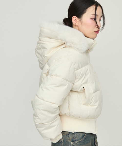 NUJOH ダウンコート ダウンジャケット Faux Fur Hooded Down Jacket