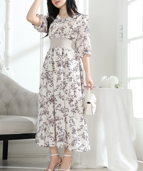 「Lace Ladies」 半袖ワンピース FREE ラベンダー レディース_画像4