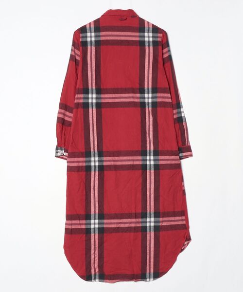 「BEAMS BOY」 ストライプ柄シャツワンピース - レッド レディース_画像2