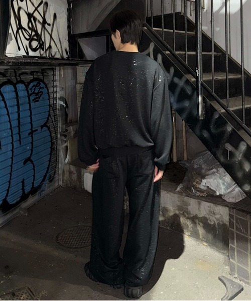 トレーナー スウェット グリッターアイレットトップス メンズ