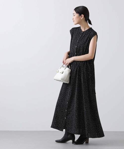 「Gready Brilliant」 「tomberduciei」ノースリーブワンピース 38 ブラック×ホワイト レディースの画像