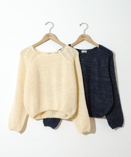 「flower」 長袖ニット FREE ネイビー レディース_画像3