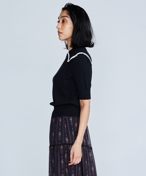 「DOUBLE STANDARD CLOTHING」 半袖ニット 36 ブラック レディース_画像3