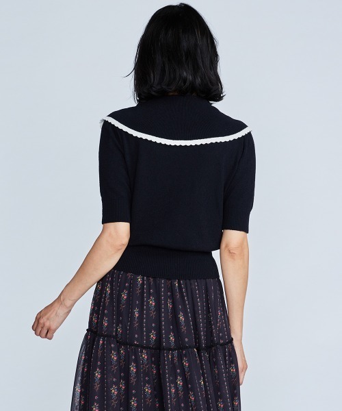 「DOUBLE STANDARD CLOTHING」 半袖ニット 36 ブラック レディース_画像4