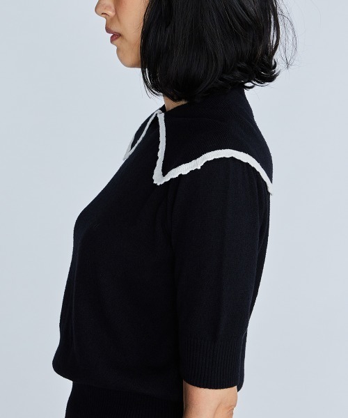 「DOUBLE STANDARD CLOTHING」 半袖ニット 36 ブラック レディース_画像6