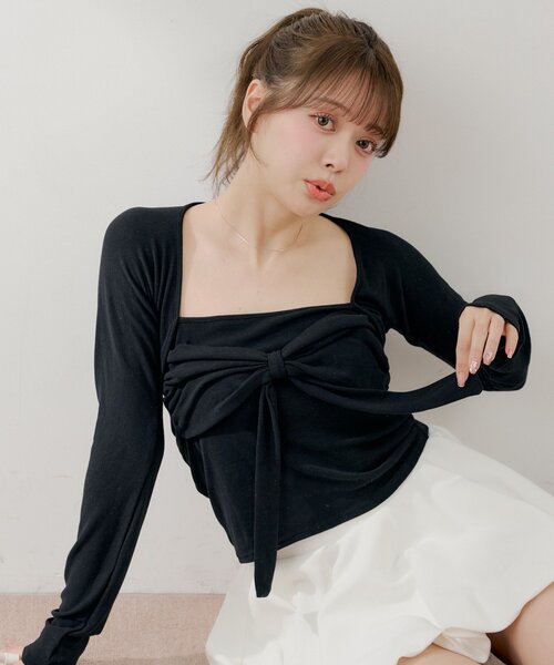 Chico（チコ） tシャツ ボレロ風リボントップス レディース : ZOZOTOWN
