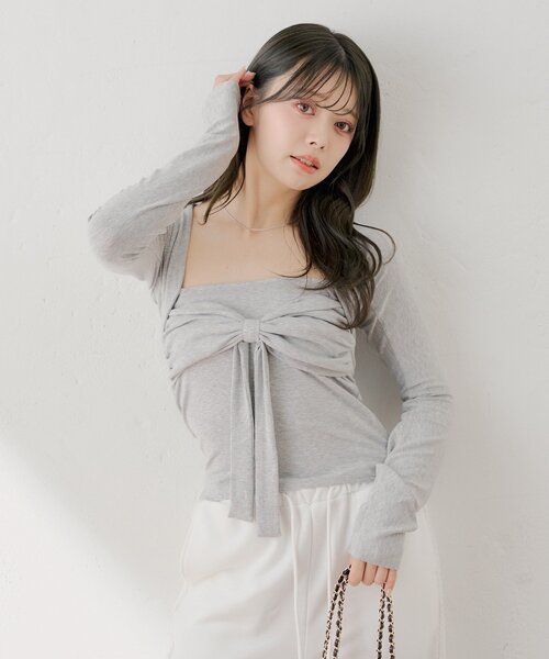 Chico（チコ） tシャツ ボレロ風リボントップス レディース : ZOZOTOWN Chico 白トップスリボン