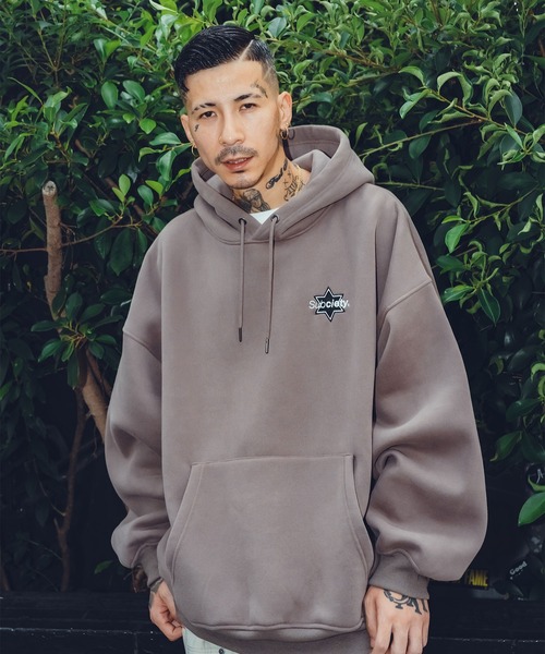 「Subciety」 プルオーバーパーカー LARGE ブラウン メンズの画像