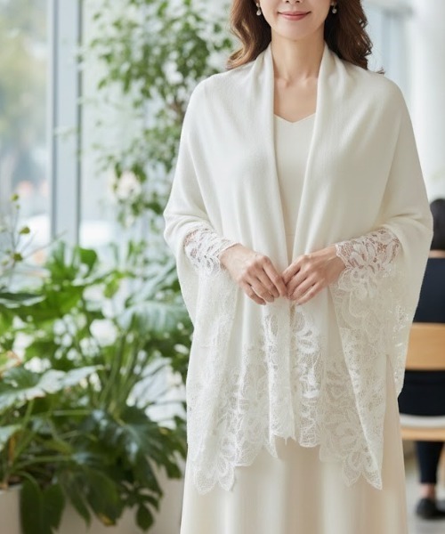 Lana821 ポンチョ レースデザイン ロマンティックポンチョ レディース