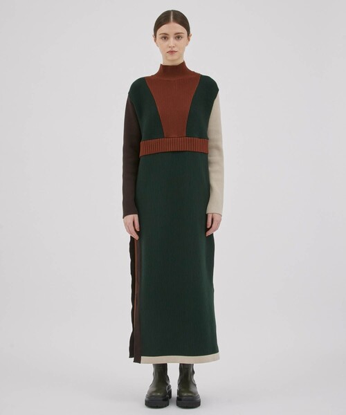 「A + TOKYO」 ニットワンピース 2 ブルー レディース_画像5