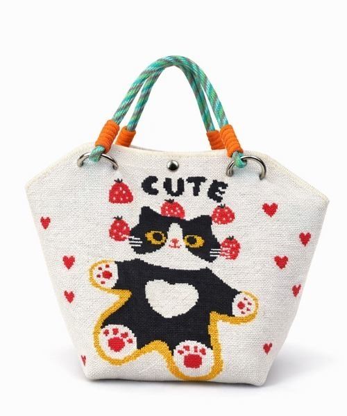 やっちゃん　ハンドメイドバッグなど NANEA（ナネア） トートバッグ レトロポップ 編み込みハンドル