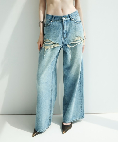 KM　１日購入　JOSE MOONレイヤードライクデニムパンツ JOSE MOON（ジョゼムーン） ジーンズ デニム デニムパンツ 「3サイズ