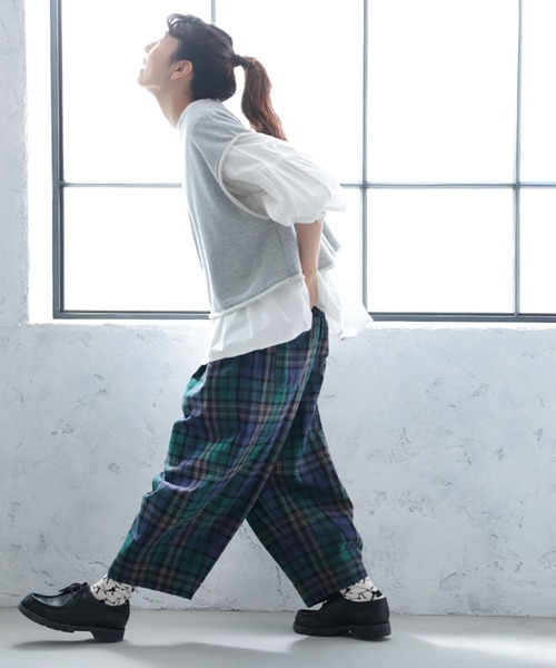 soulberry　O.W.Nブラックウォッチな9分丈パンツ　ソウルベリー　現行 soulberry（ソウルベリー） ワイドパンツ パンツ ブラックウォッチな9