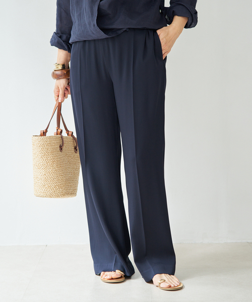 パンツ 追加 SILK SATIN イージーパンツ レディースの画像