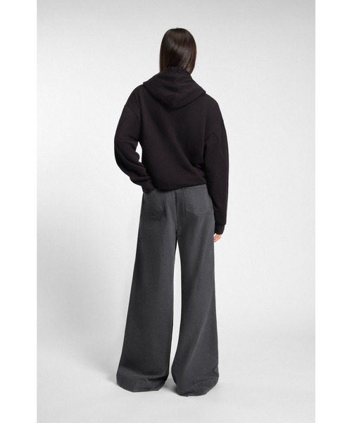 ワイドパンツ ジーンズ デニム デニムパンツ ワイドレッグ ベルテッドジーンズ フロントタック レディースの画像