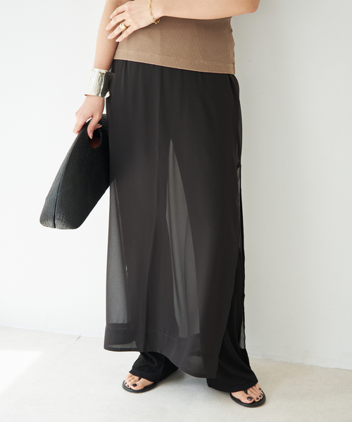 パンツ *Rayon リブパンツ レディースの画像