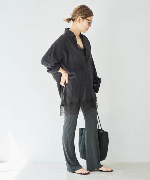パンツ *Rayon リブパンツ レディースの画像