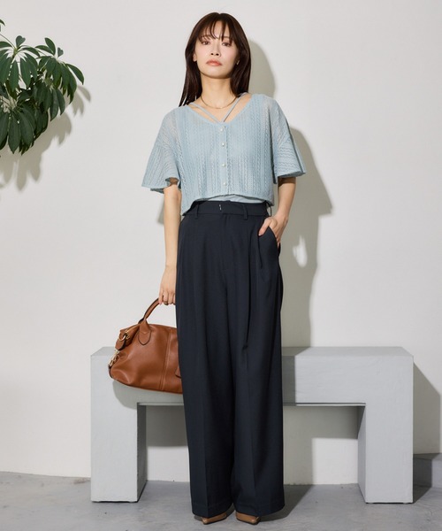 「mysty woman」 ニットカーディガン FREE ライトグリーン レディース_画像7
