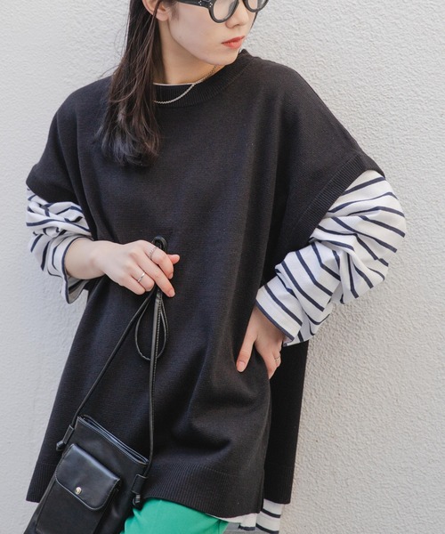 WEGO（ウィゴー） ベスト ジレ WEGO/カラールーズニットベスト メンズ
